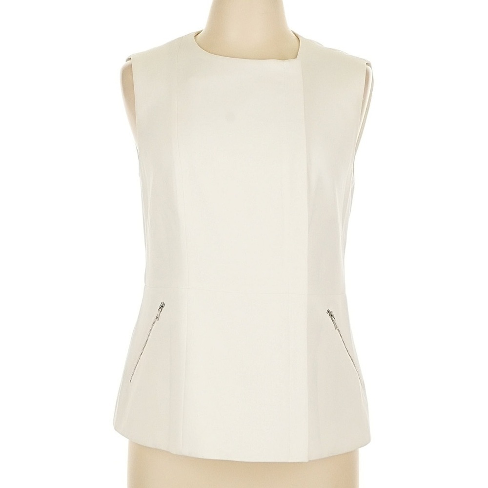 BCBGMaxAzria White Vest Top Large Sleeveless Zip Up